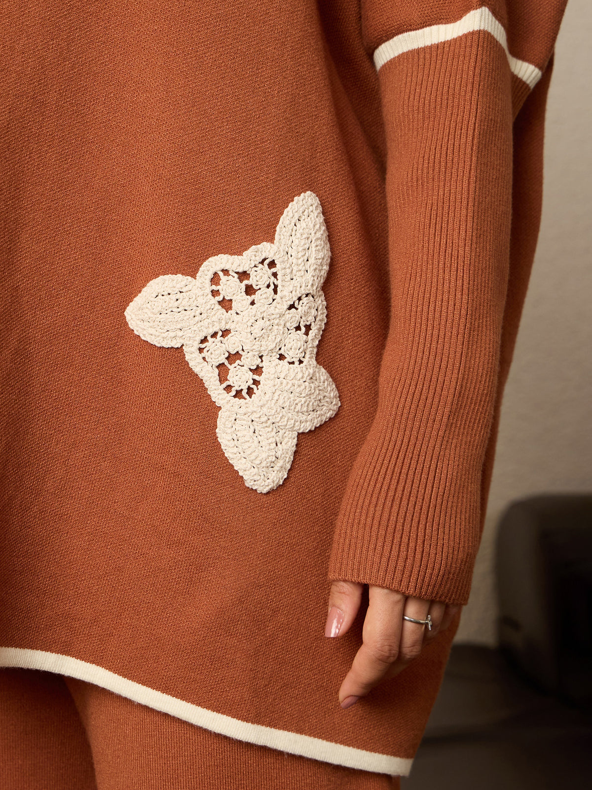 Thirty Threads Winter Rust Embroidered Stylished & Cosy Co-ords Set