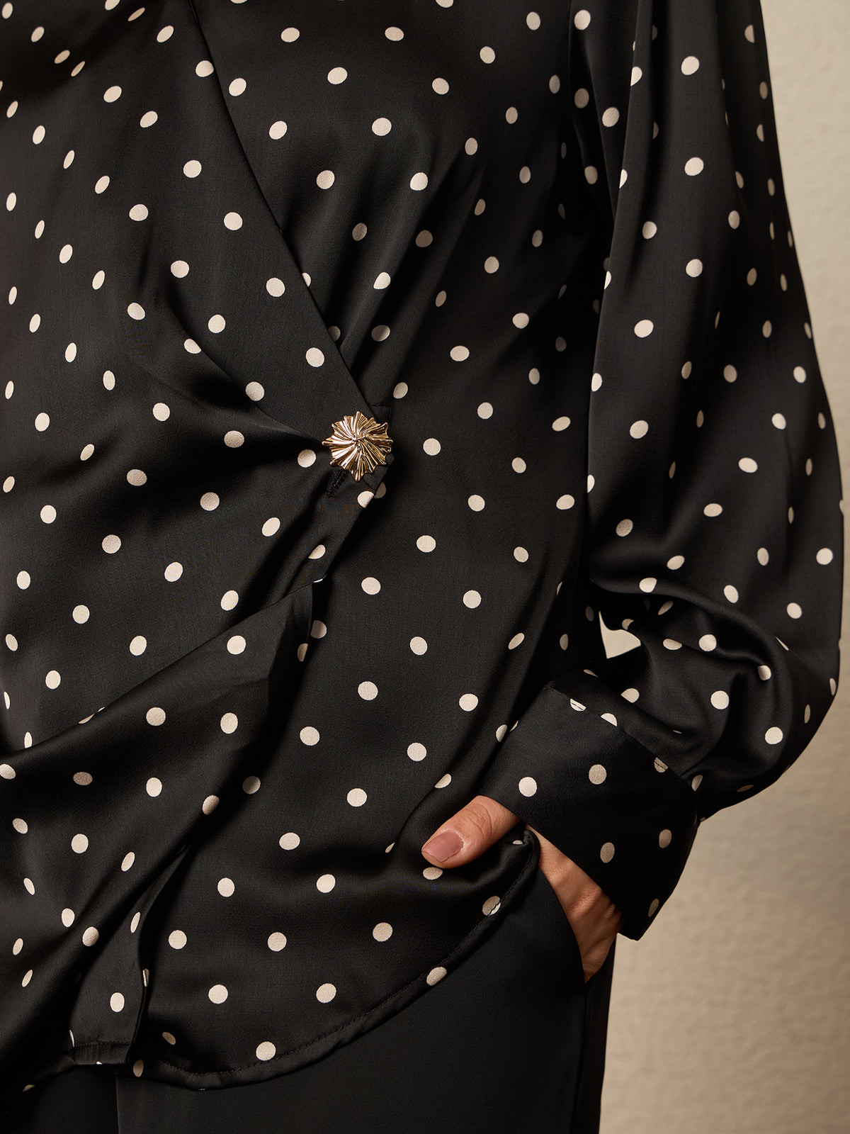 Thirty Thraeds Winter Black Polka Dot Print Stylished Shirt