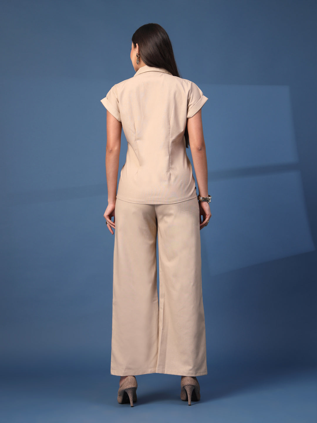 Thirty Threads Womens Rust Embroidered Lepal Neck Regular Co-Ord Set