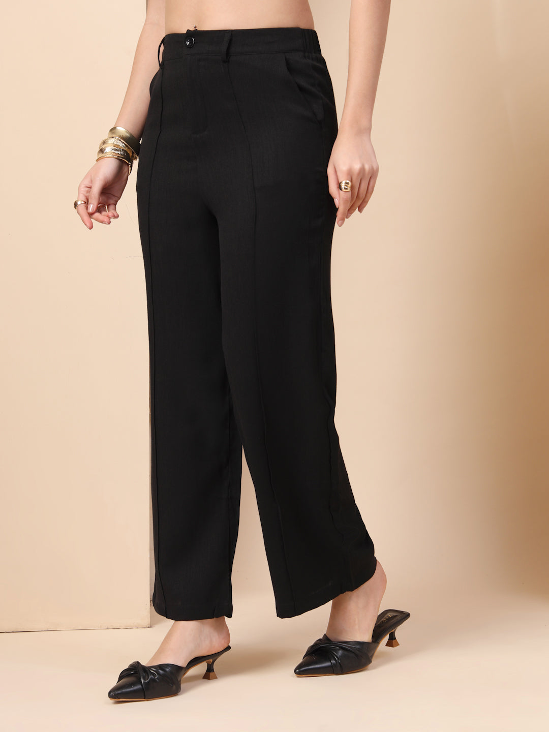 Thirty Threads Womens Brown Solid Ankle Length Palazoo