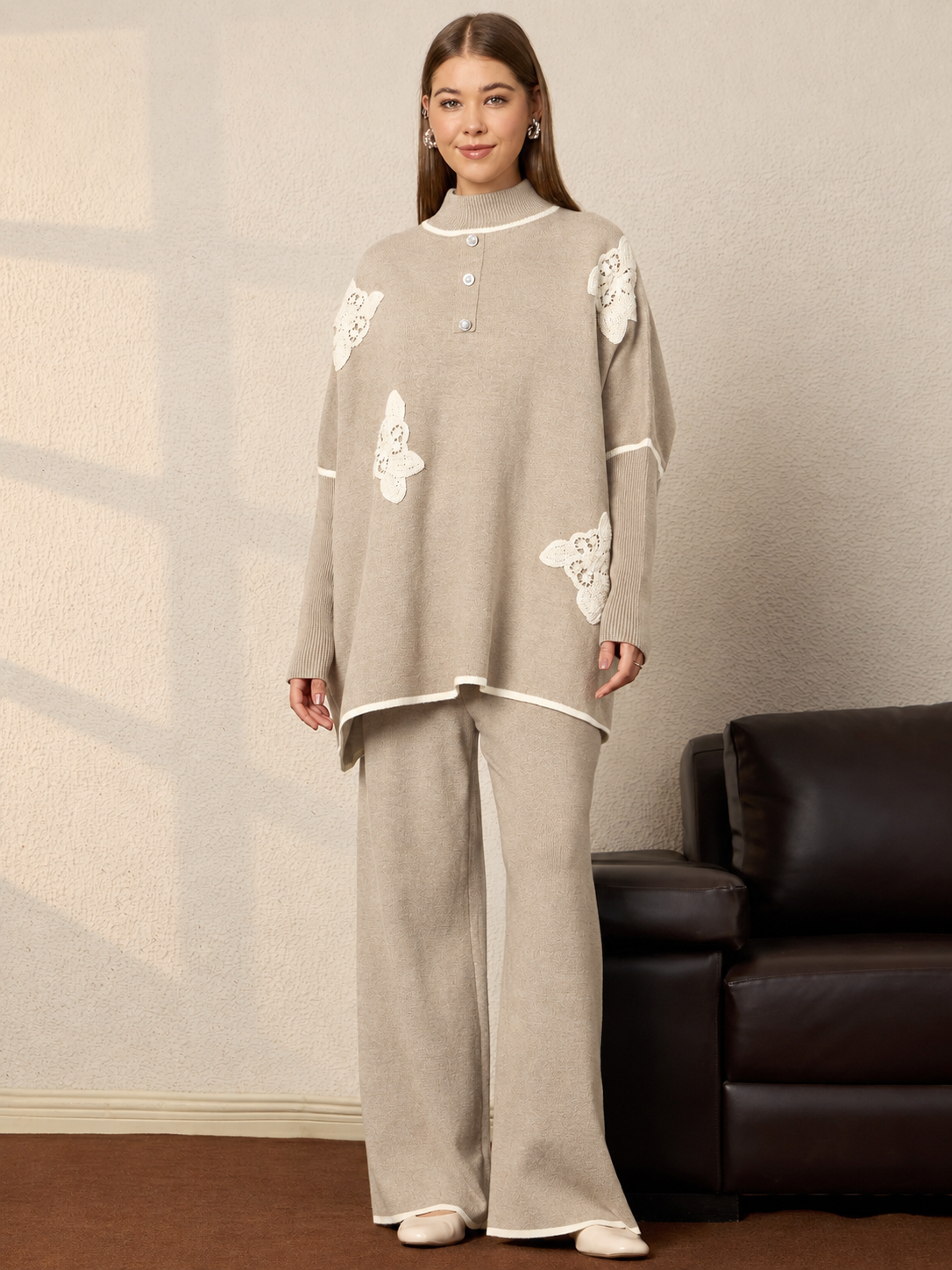 Thirty Threads Winter Rust Embroidered Stylished & Cosy Co-ords Set