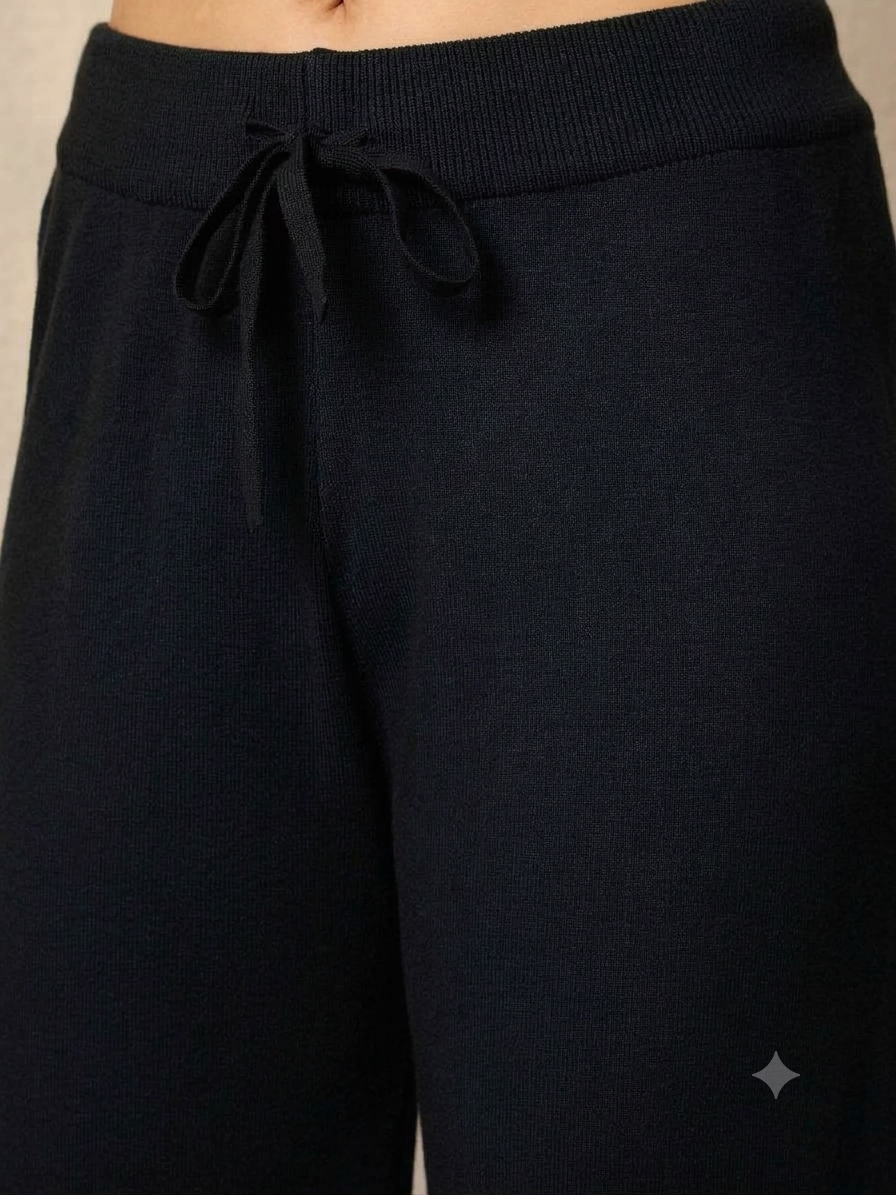 Thirty Threads Winter Embellished Black Round Neck Co-ords Set