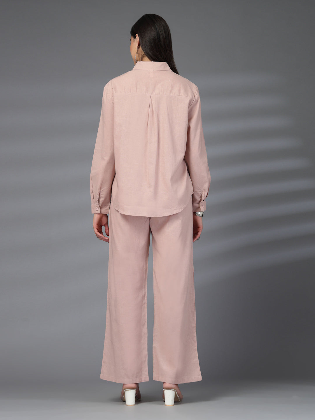 Thirty Threads Womens Pink Embroidered Collar Neck Regular Co-Ord Set
