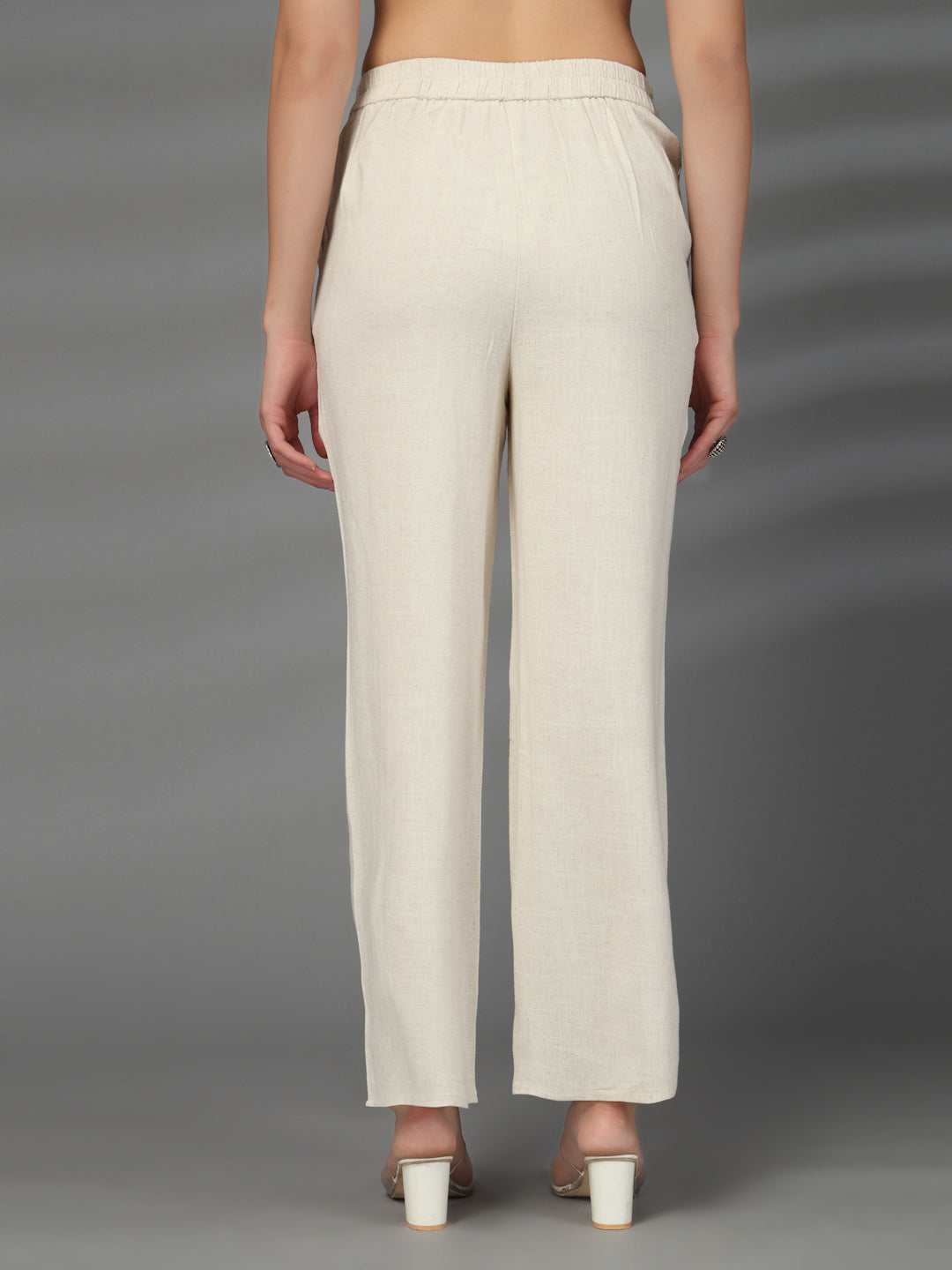 Thirty Threads Womens Oat Mel Solid Ankle Length Palazoo