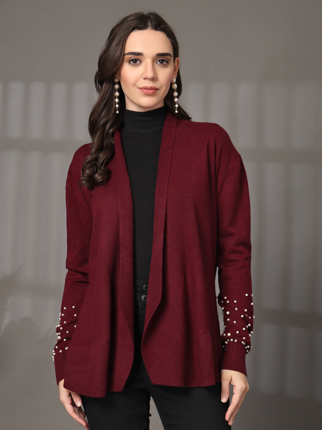 Embellished Wool Shrug