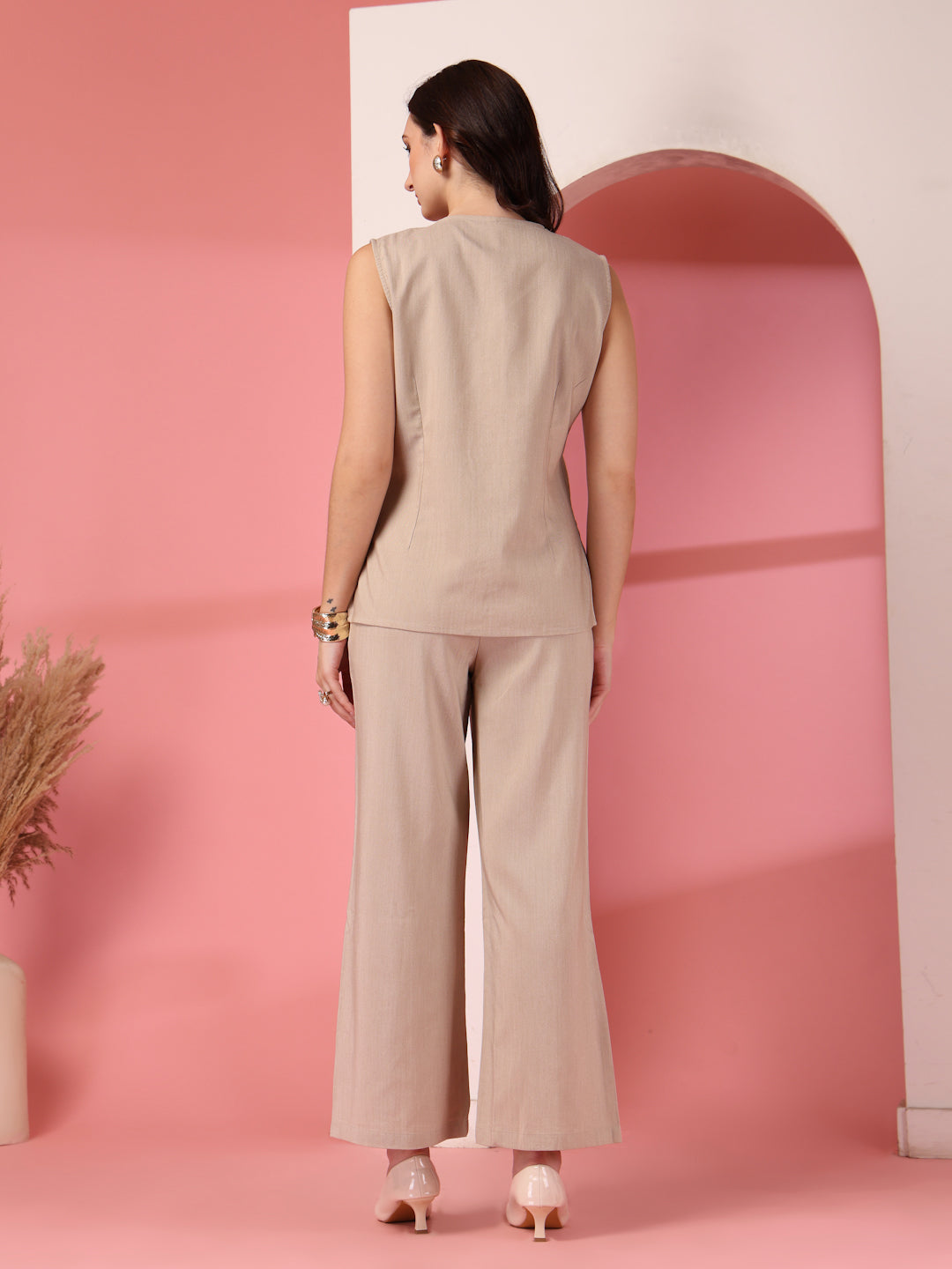 Thirty Threads Womens Lavender Solid Round Neck Regular Co-Ord Set