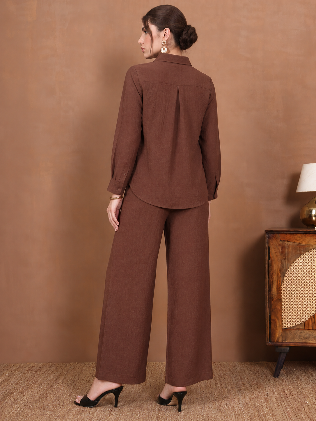Thirty Threads Winter Wear Embellished Collar Long Sleeves Co-Ord Set