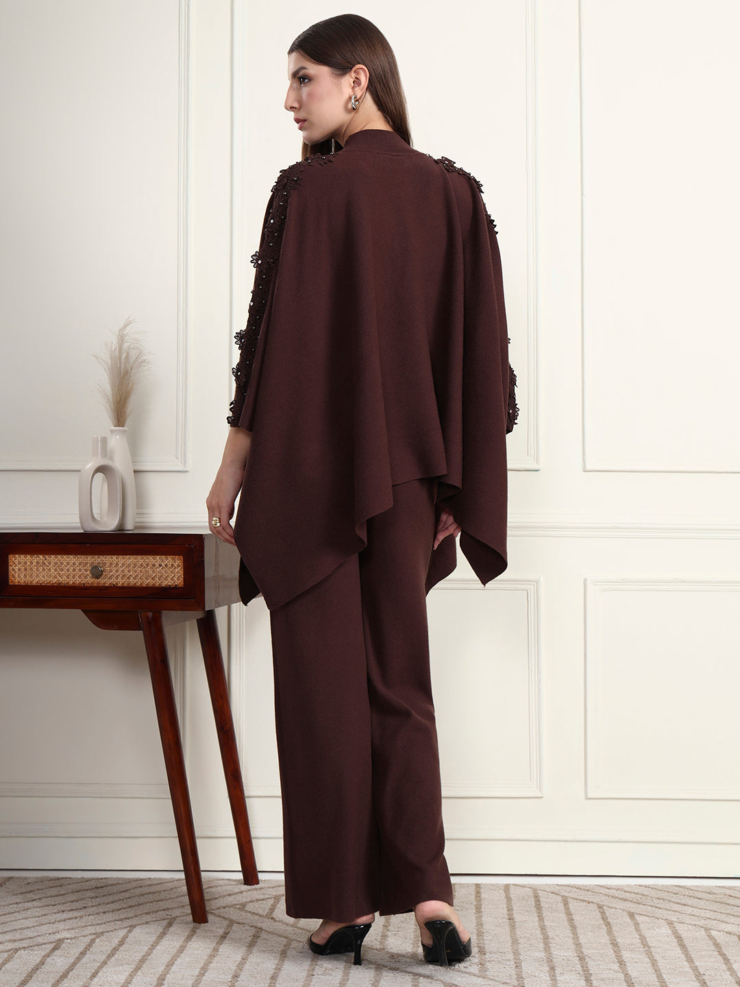Thirty Threads Winter Wear Embroidered Mock Collar Long Sleeves Co-Ord Set