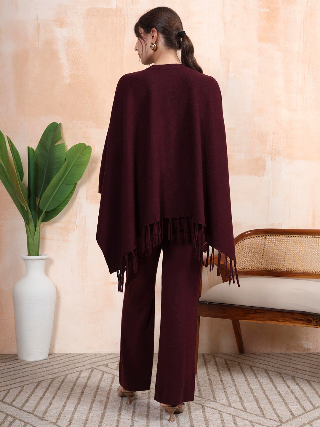 Thirty Threads Winter Wear Embellished Mock Collar Long Sleeves Co-Ord Set
