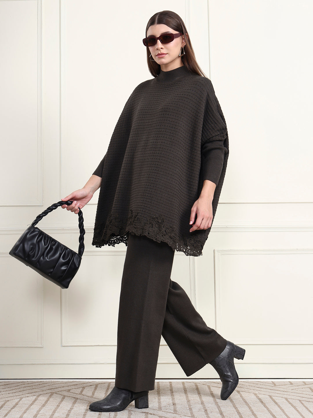 Thirty Threads Winter Wear Embroidered Mock Collar Long Sleeves Co-Ord Set