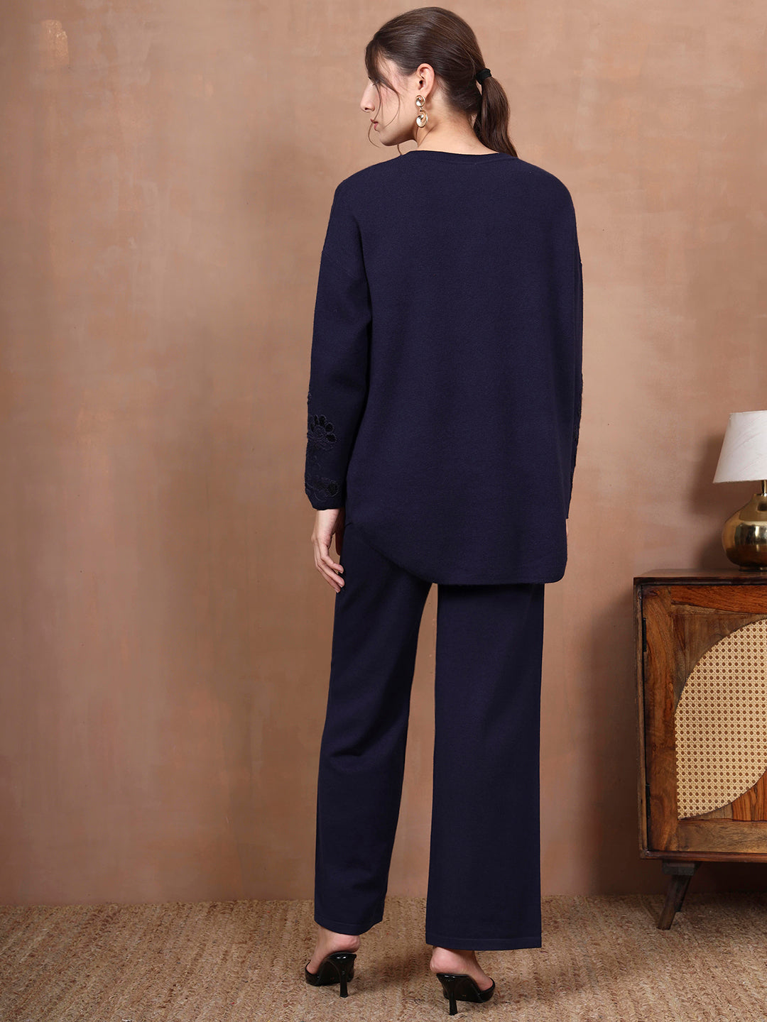 Thirty Threads Winter Wear Embellished Round Neck Long Sleeves Co-Ord Set
