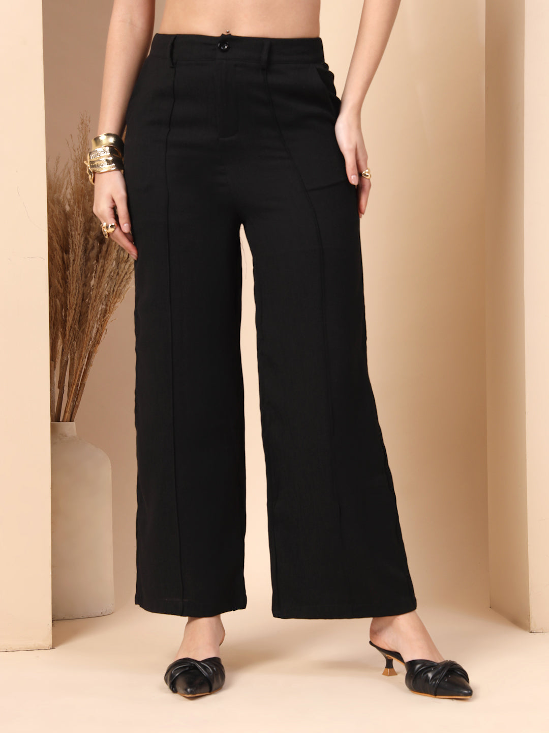 Thirty Threads Womens Brown Solid Ankle Length Palazoo