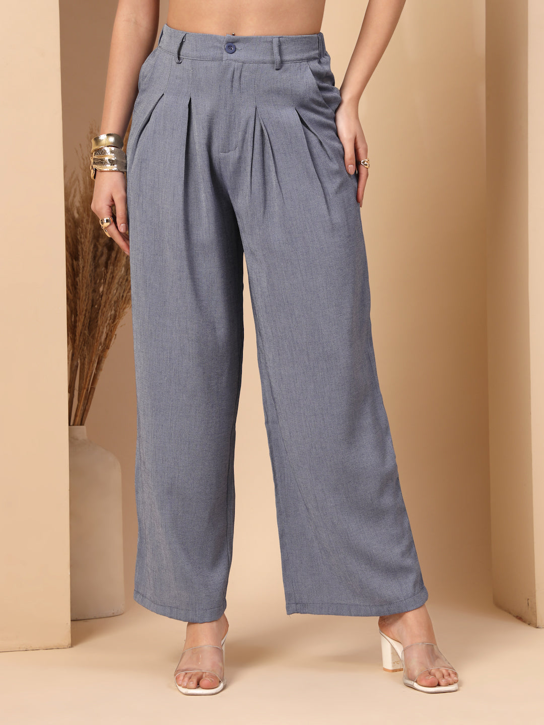 Thirty Threads Womens Brown Solid Ankle Length Palazoo