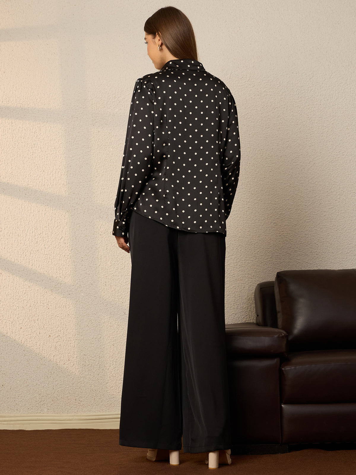 Thirty Thraeds Winter Black Polka Dot Print Stylished Shirt