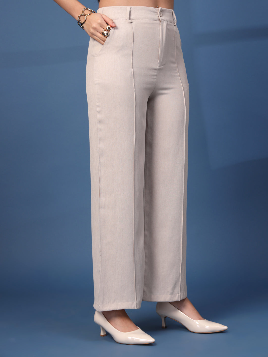 Thirty Threads Womens Brown Solid Ankle Length Palazoo