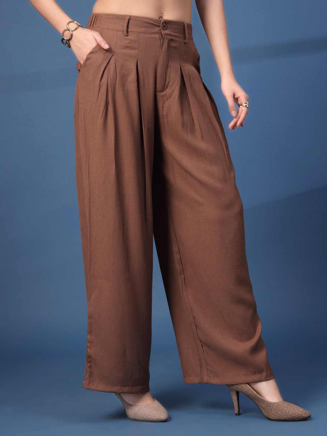 Thirty Threads Womens Blue Solid Ankle Length Palazoo