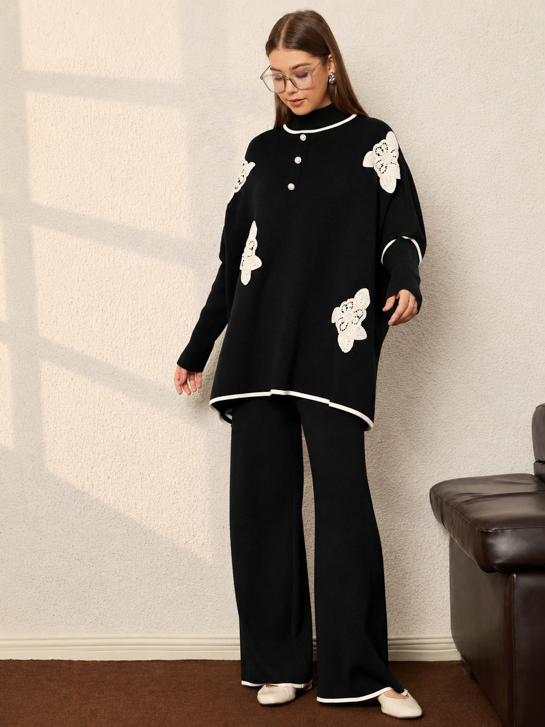 Thirty Threads Winter Black Embroidered Elegant  & Stylished Co-ord Set