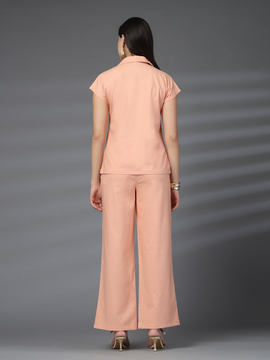 Thirty Threads Womens Blue Embroidered Collar Neck Regular Co-Ord Set
