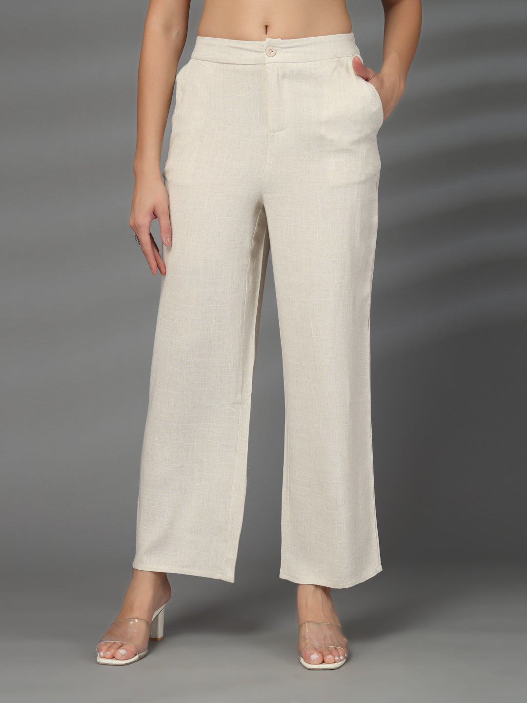 Thirty Threads Womens Oat Mel Solid Ankle Length Palazoo