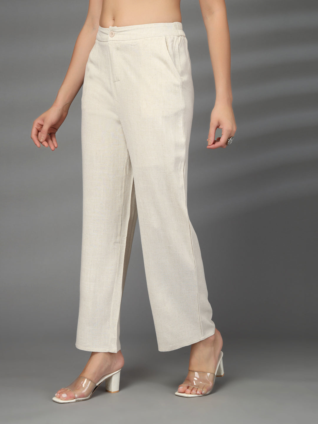 Thirty Threads Womens Oat Mel Solid Ankle Length Palazoo