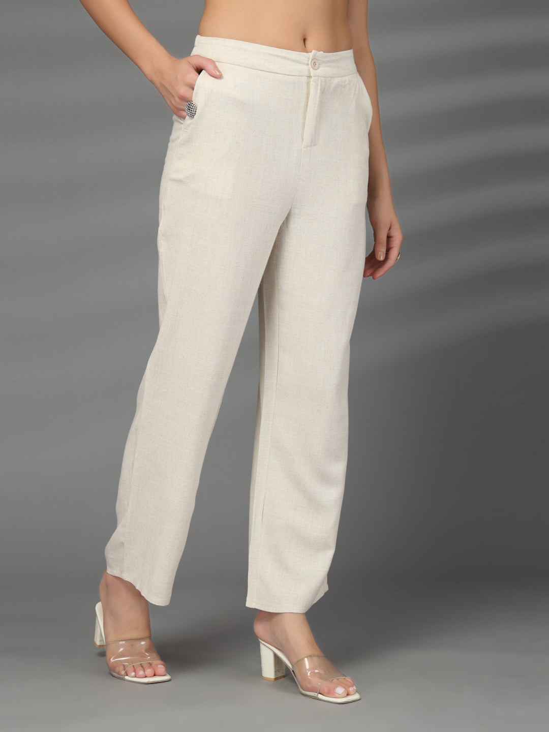 Thirty Threads Womens Oat Mel Solid Ankle Length Palazoo