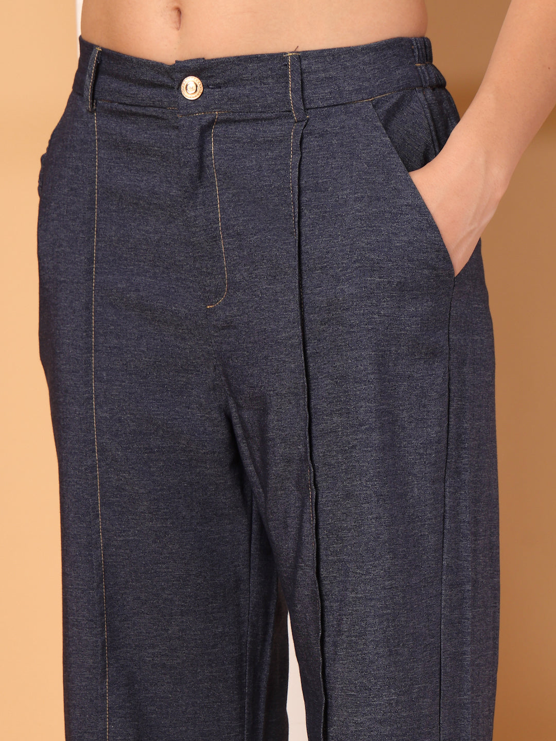 Thirty Threads Womens LT Blue Solid Collar Neck Regular Co-Ord Set