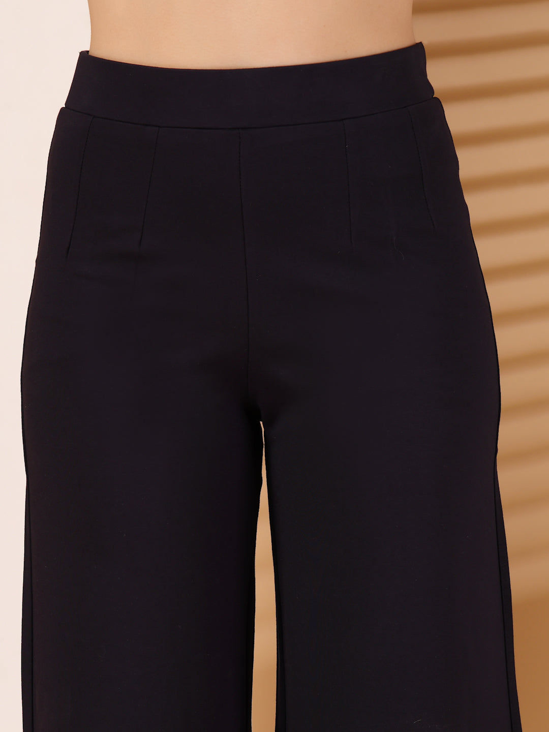 Thirty Threads Womens Black Solid Ankle Length Palazoo