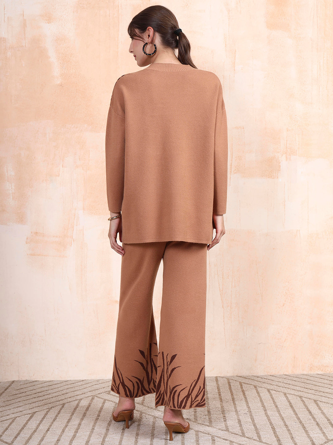 Thirty Threads Winter Wear Printed Mock Collar Long Sleeves Co-Ord Set