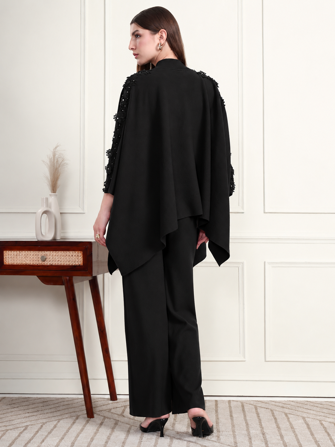 Thirty Threads Winter Wear Embroidered Mock Collar Long Sleeves Co-Ord Set