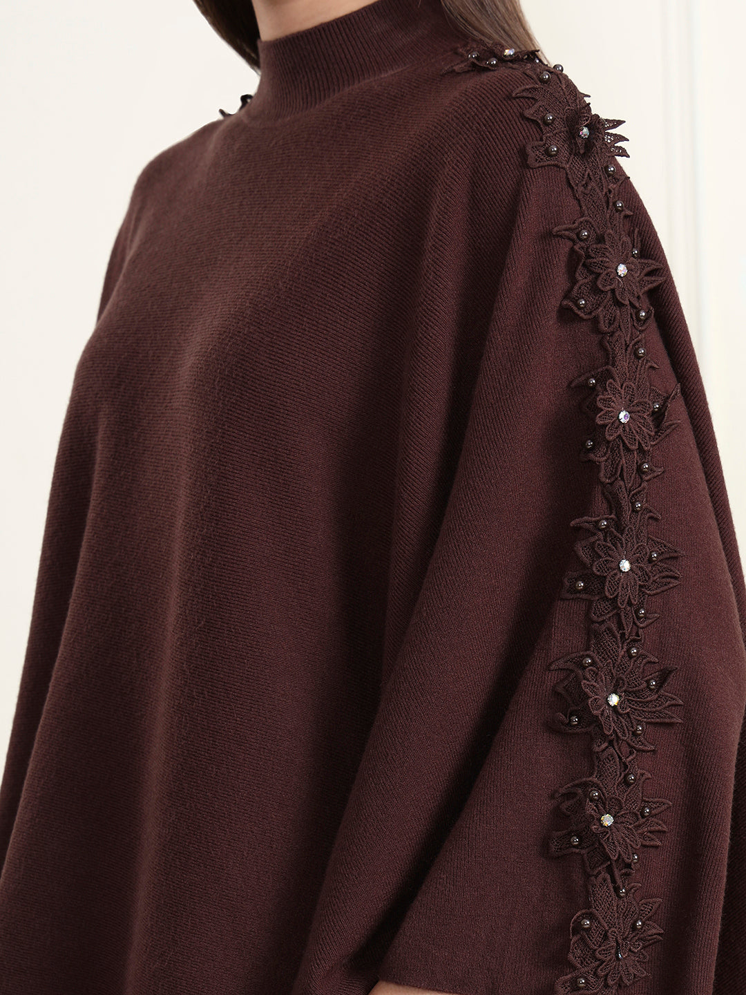 Thirty Threads Winter Wear Embroidered Mock Collar Long Sleeves Co-Ord Set