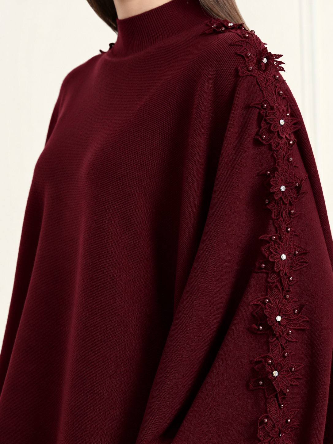 Thirty Threads Winter Wear Embroidered Mock Collar Long Sleeves Co-Ord Set