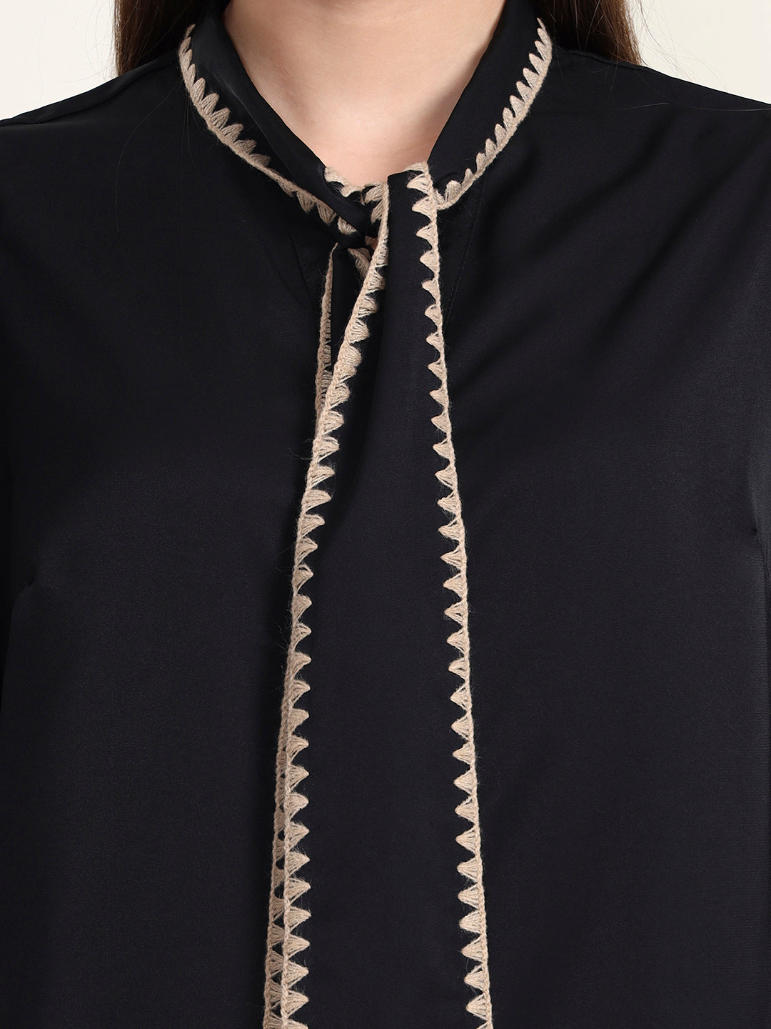Thirty Threads Women's Black Solid Regular Shirt